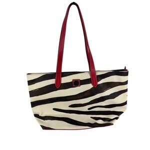 DOONEY BOURKE RED ZEBRA LARGE LEATHER SHOPPER TOTE